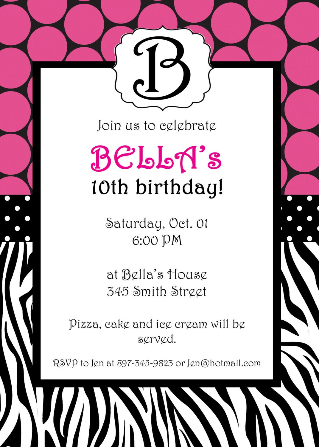 Zebra Print Invites