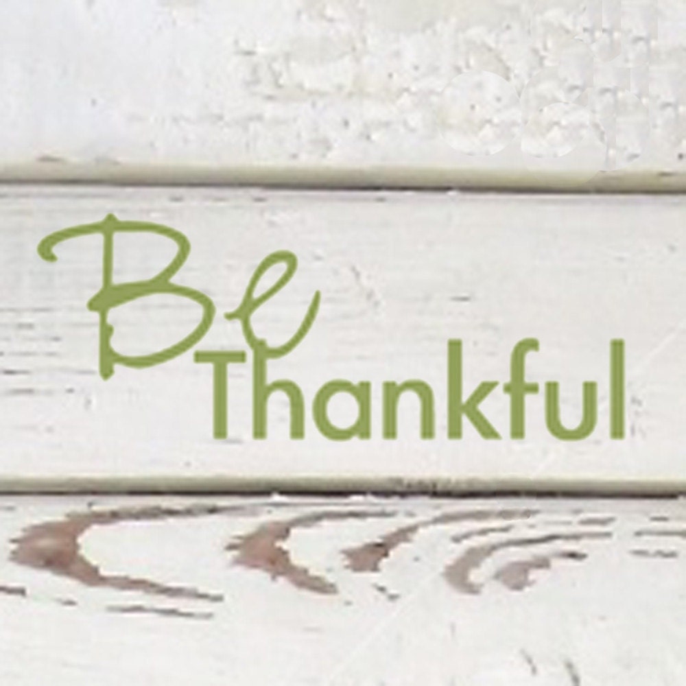 Vinyl Wall Decal - Be Thankful - Many Color Choices