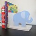 blue elephant bookends