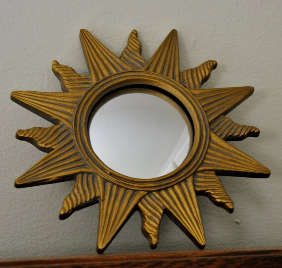 Gold Sun Mirror Small Rounded Glass by AdoraWools on Etsy