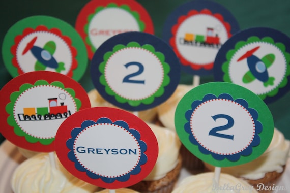 CUSTOM Toppers - Transportation Party Collection - BellaGrey Designs Il_570xn