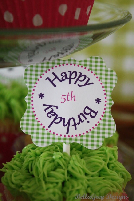Picnic Party Circles Cupcake Toppers PRINTABLE Il_570xn