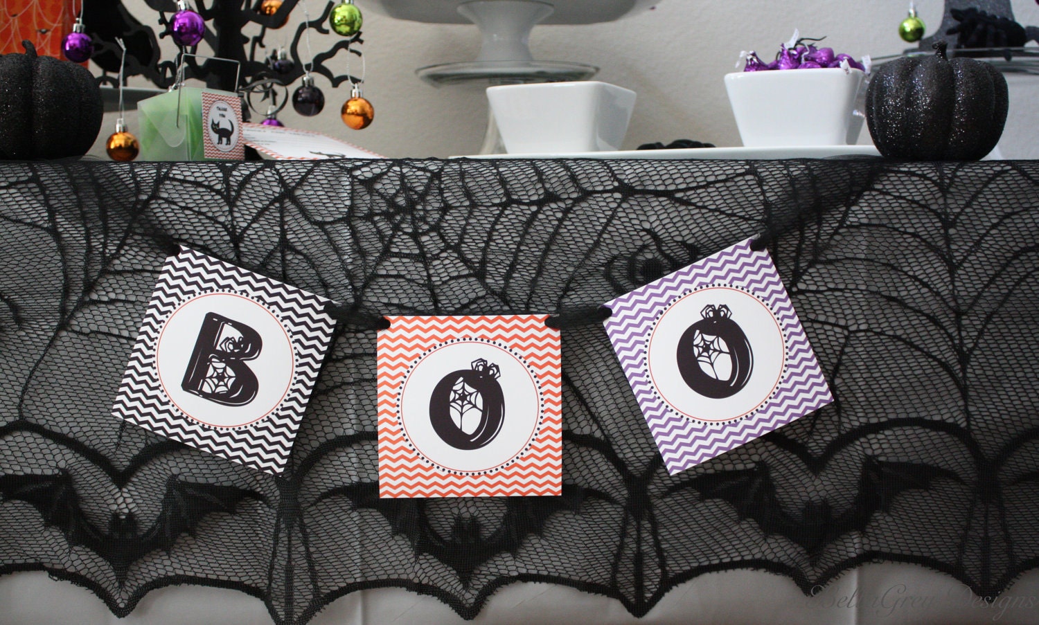Hallow Boo Halloween Birthday Party Decor Banner Il_570xn