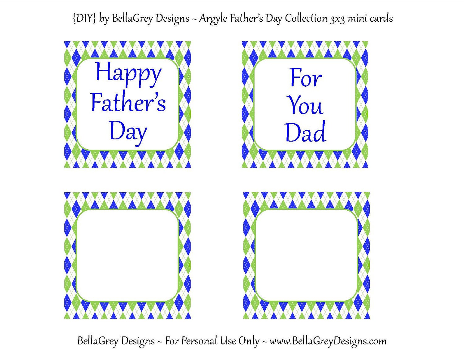 CUSTOM Mini Cards - Custom Argyle Father's Day Collection - BellaGrey Designs Il_570xn