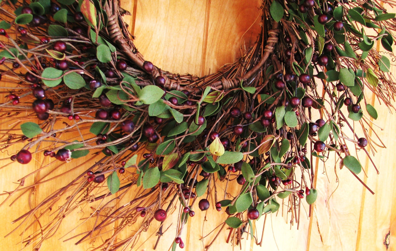 CRANBERRY WINE-Deep Burgundy Plum-SummerTwig Wreath-Year Round Wreath-Rustic Wreath-Scented Cinnamon Vanilla-Choose your Scent