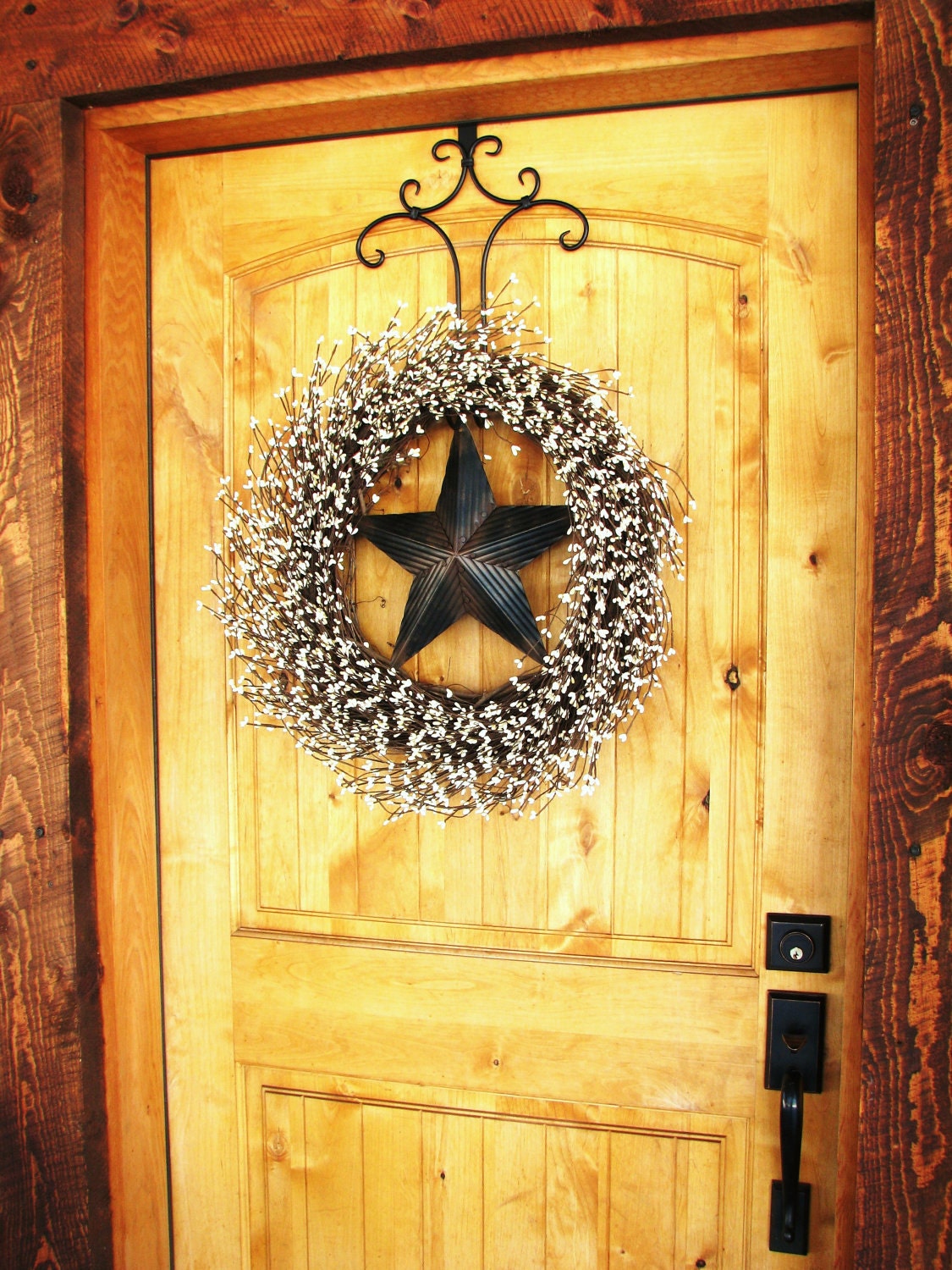 Rustic BARN STAR Wreath-LARGE Wreath-Creamy Vanilla Berry Wreath-Texas Star-Western Decor-Scented Cinnamon Vanilla-Choose your Scent