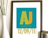 Personalized Print for Couples, Bold Initials- 11X14 Inches, more sizes and colors