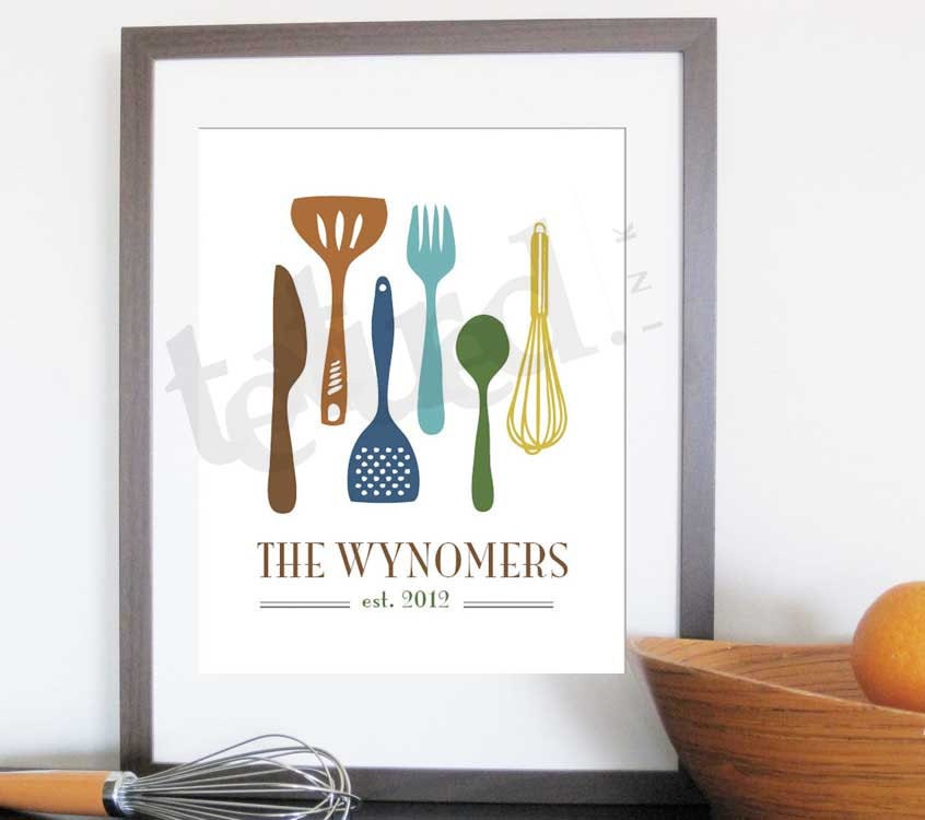 Kitchen Print Artwork - Multi kitchen Tools- 8.5X11 Inches, Other sizes, Housewarming, wedding, anniversary gifts