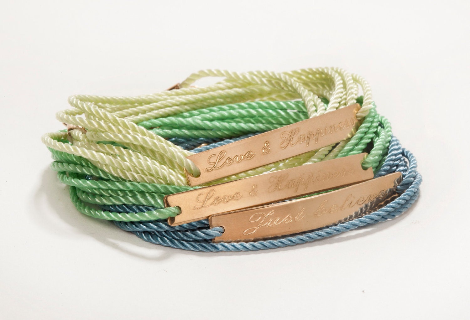 Personalized wish bracelet- wrap cord goldfilled