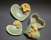 Heart Dish & Box Set, Handbuilt Porcelain Flowers