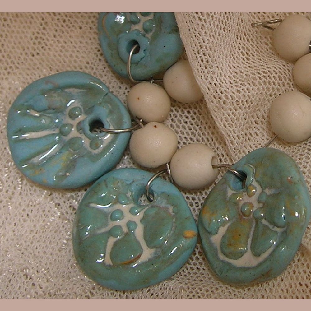 Handmade Beads, Turquoise Porcelain Charms