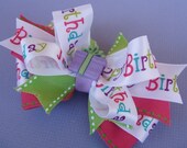 Birthday Hair Bow -- Happy Birthday Boutique Layered Hair Bow with Button Center