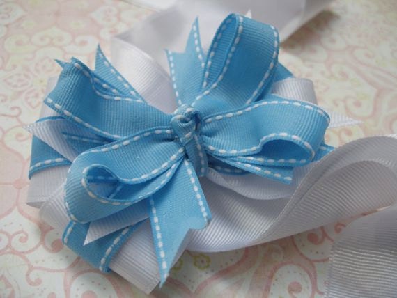 Hair Bow-- Baby Blue Layered Boutique Hair Bow