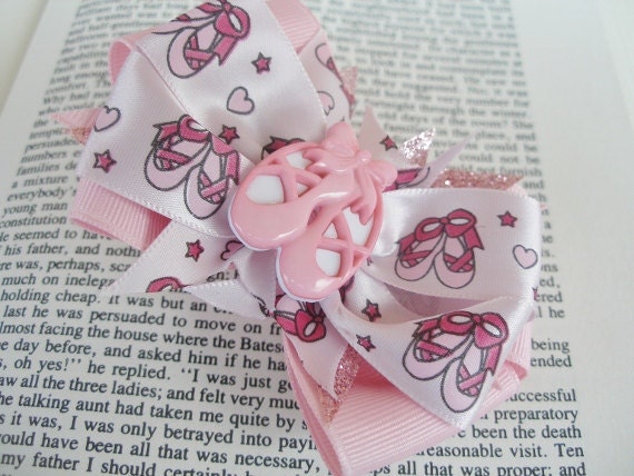 Hair Bow--Pink Ballet Slipper Layered Boutique Hair Bow