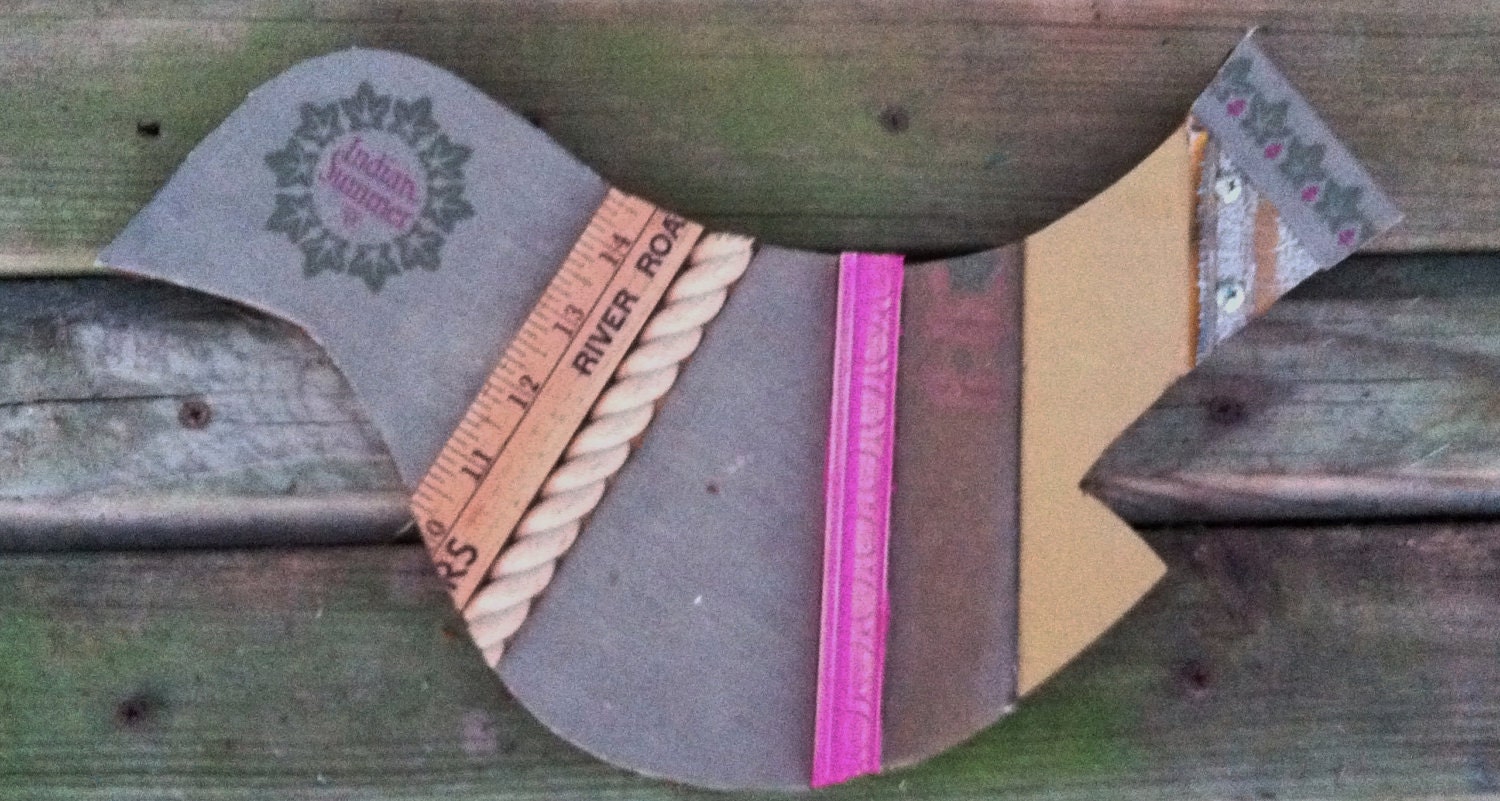 Upcycled Bird (medium) - upcycled bird art