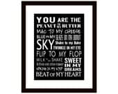 You Are The Peanut To My Butter Subway Art Typography 8 X 10 Print with Mat