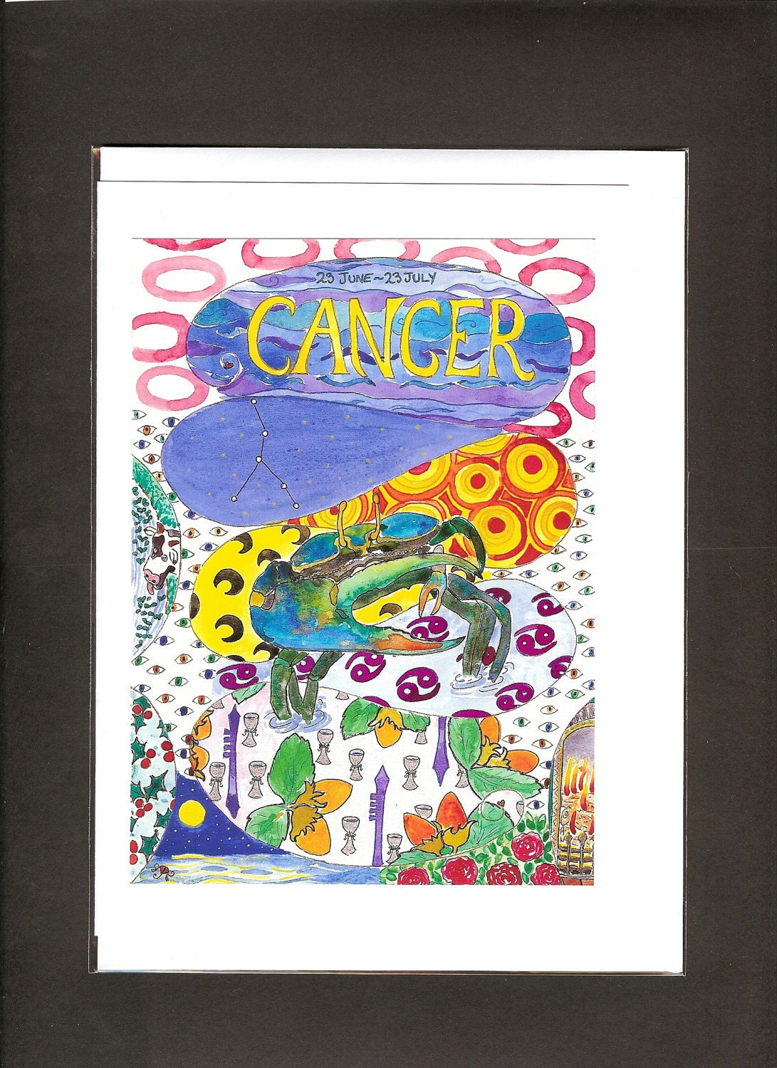 cancer birthday card zodiac astrology star sign symbols the stars greetings any occassion blank inside