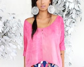 Triangle Cut-Out Trapeze Tee -- Pink