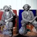 Ghostly pirate chalkware bookends- vintage upcycle, glows in the dark