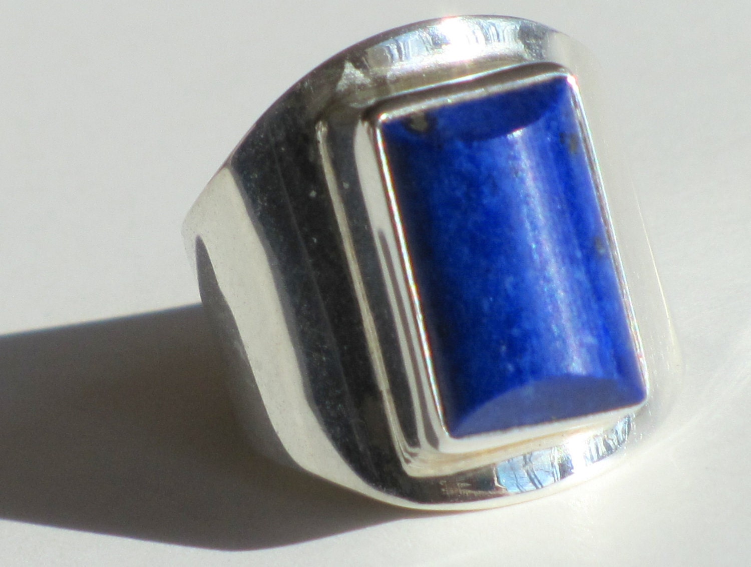 Sterling Silver Modernist Lapis Ring Sz 6