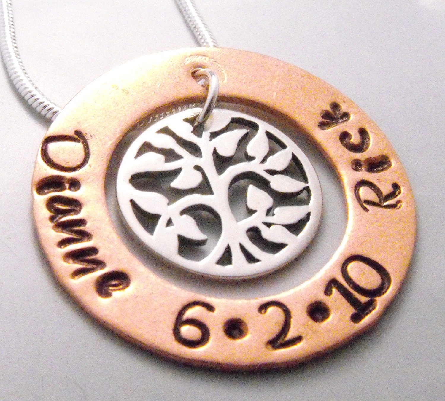 Happy Couple Copper and Sterling Silver Pendant