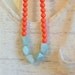 modern coral statement necklace - coral, light blue - made to order