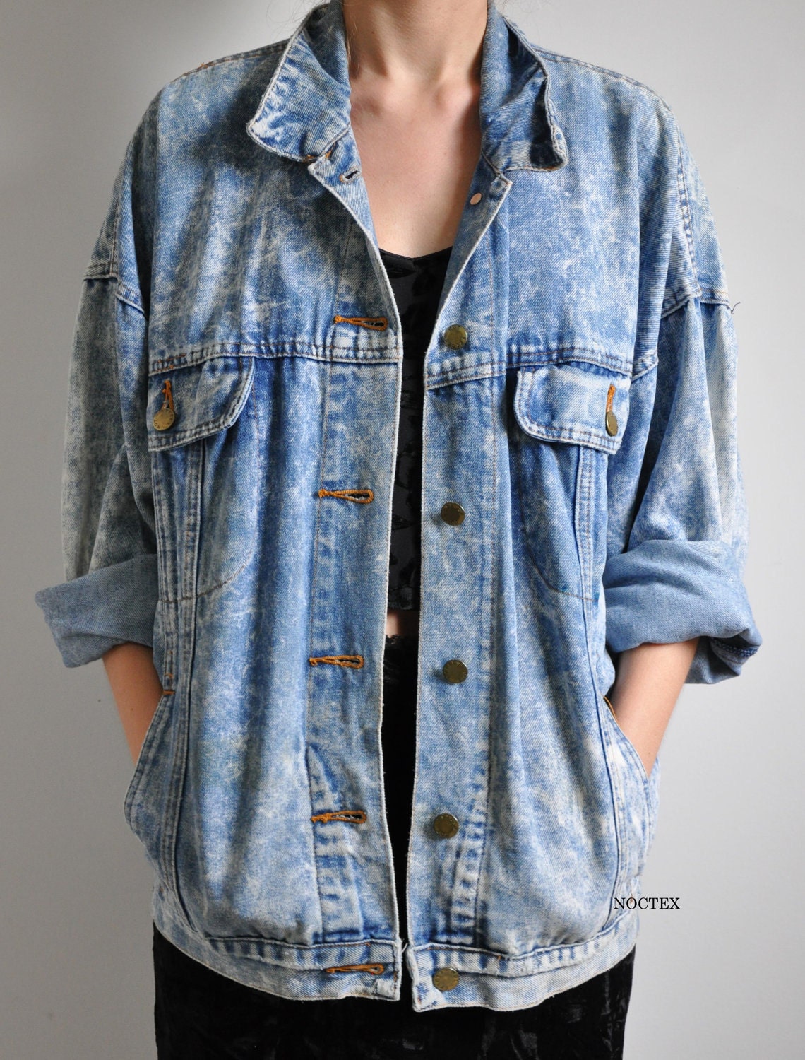 Vintage 1980s Retro Baggy Acid Wash Denim Jacket