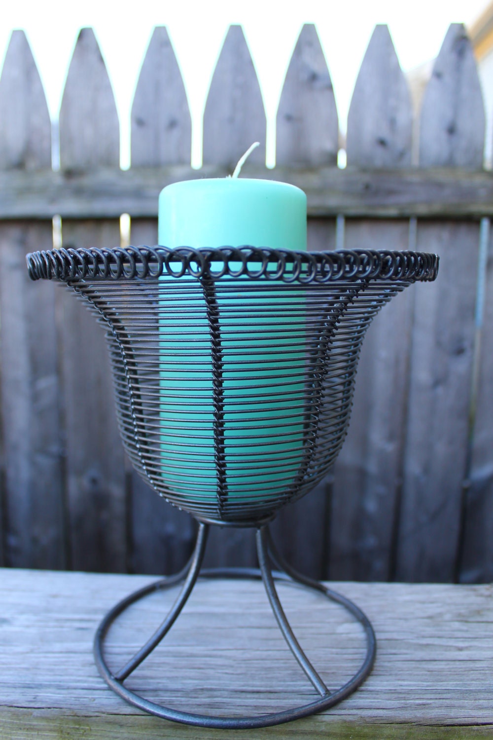 Modern Black Metal Candle Holder upcycled
