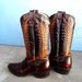 VTG Ox Blood and Rust Leather Cowboy Boots Stitched Size 9-91/2 Women's