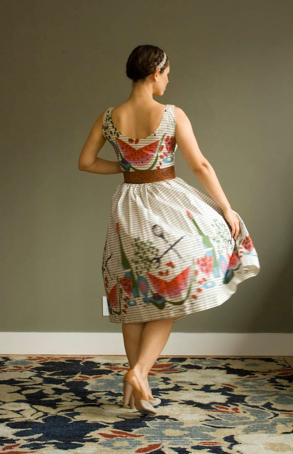 Reserved:Don't Buy Amazing 1950s Watermelon printed Dress