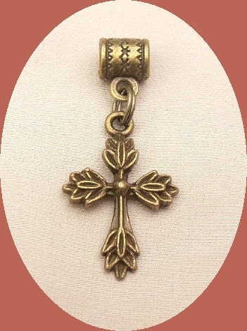 2 pcs Bronze Cross Charms Pendants Retro Vintage Gothic Classic Traditional Religious fit European Charm Bracelets