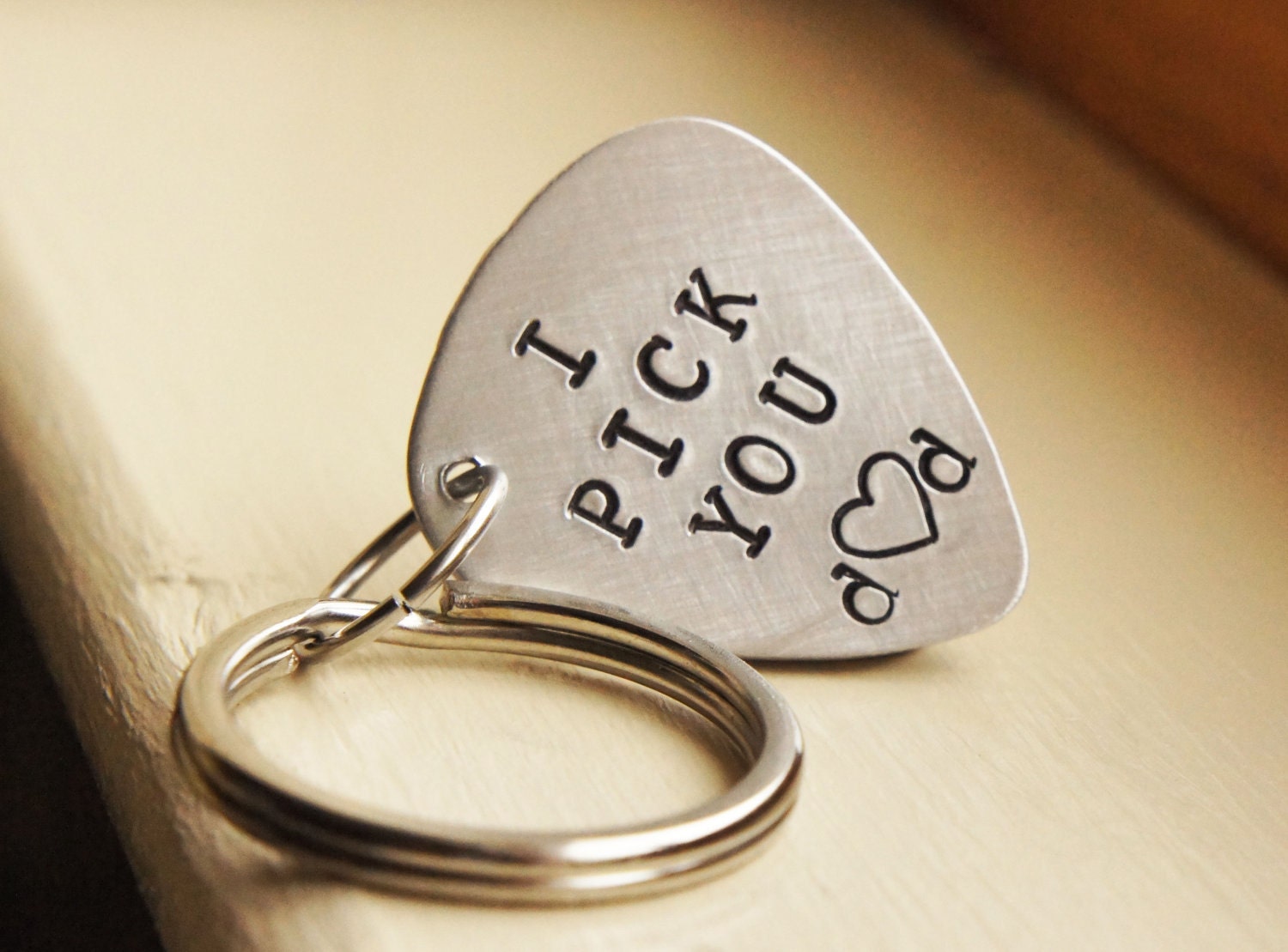 Custom Guitar Pick Keychain - Aluminum Personalized Pick - Customized music lovers Gift for Him - Valentines Day Grooms Gift