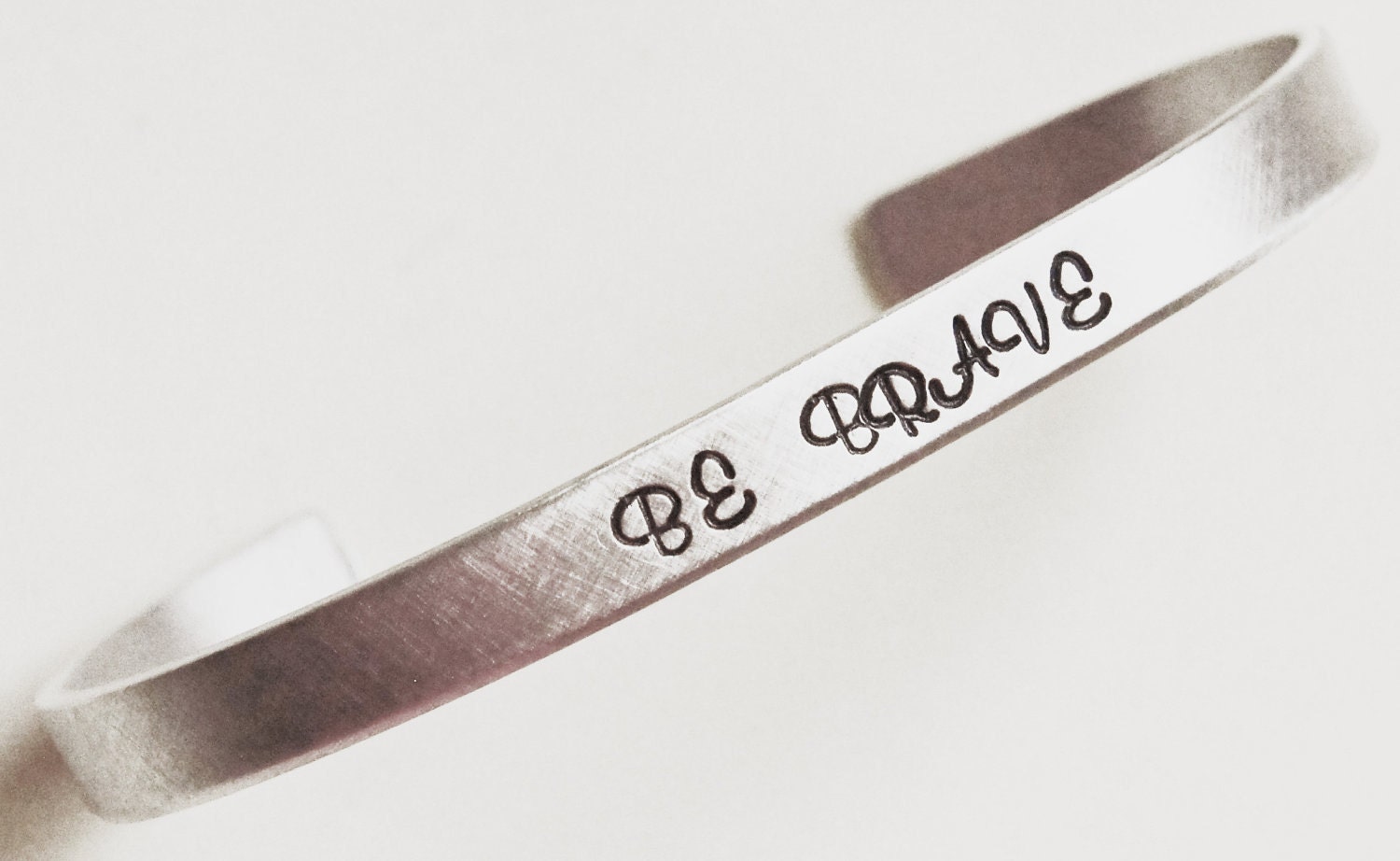 Personalized Silver Cuff Bracelet - Dainty 1/4" Custom Hand Stamped Aluminum Cuff Bracelet - Gift for HerMothers Day