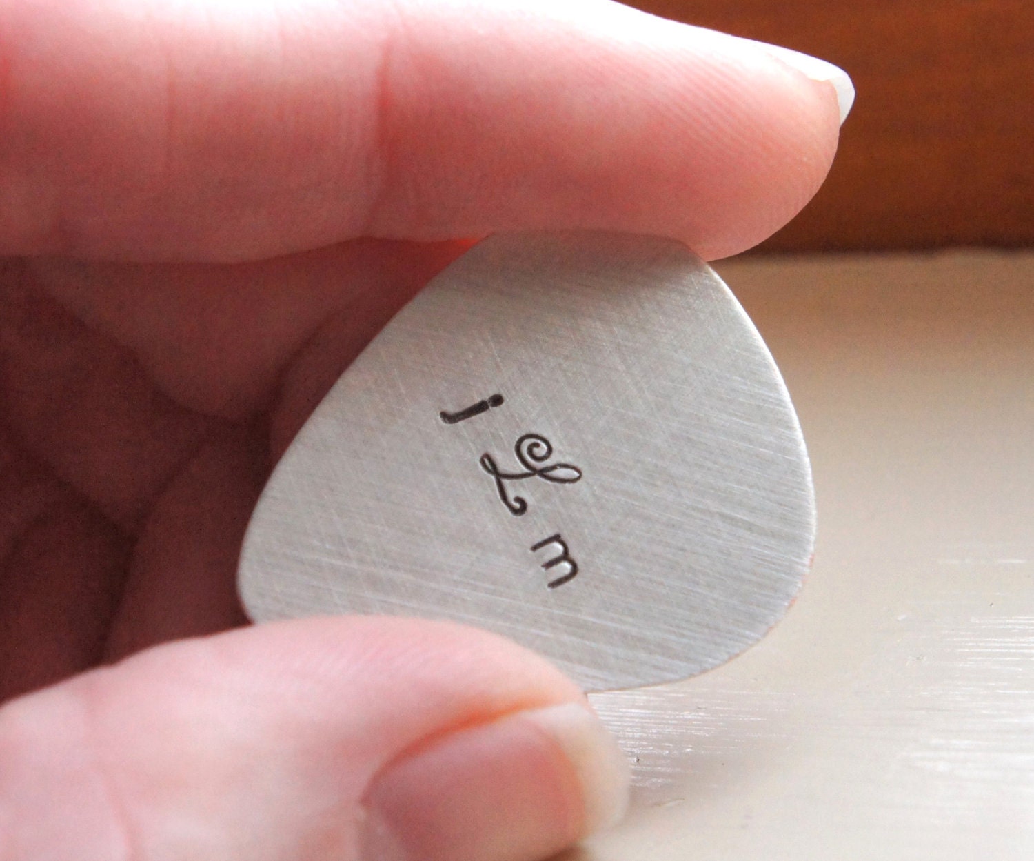 Personalized Sterling Silver Hand Stamped Custom Guitar Pick Music Lovers Gift for Him Plectrum Mens Gift