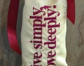 Live Simply Love Deeply Wine or Hostess Gift Reusable Bag Bride and Groom Blessing