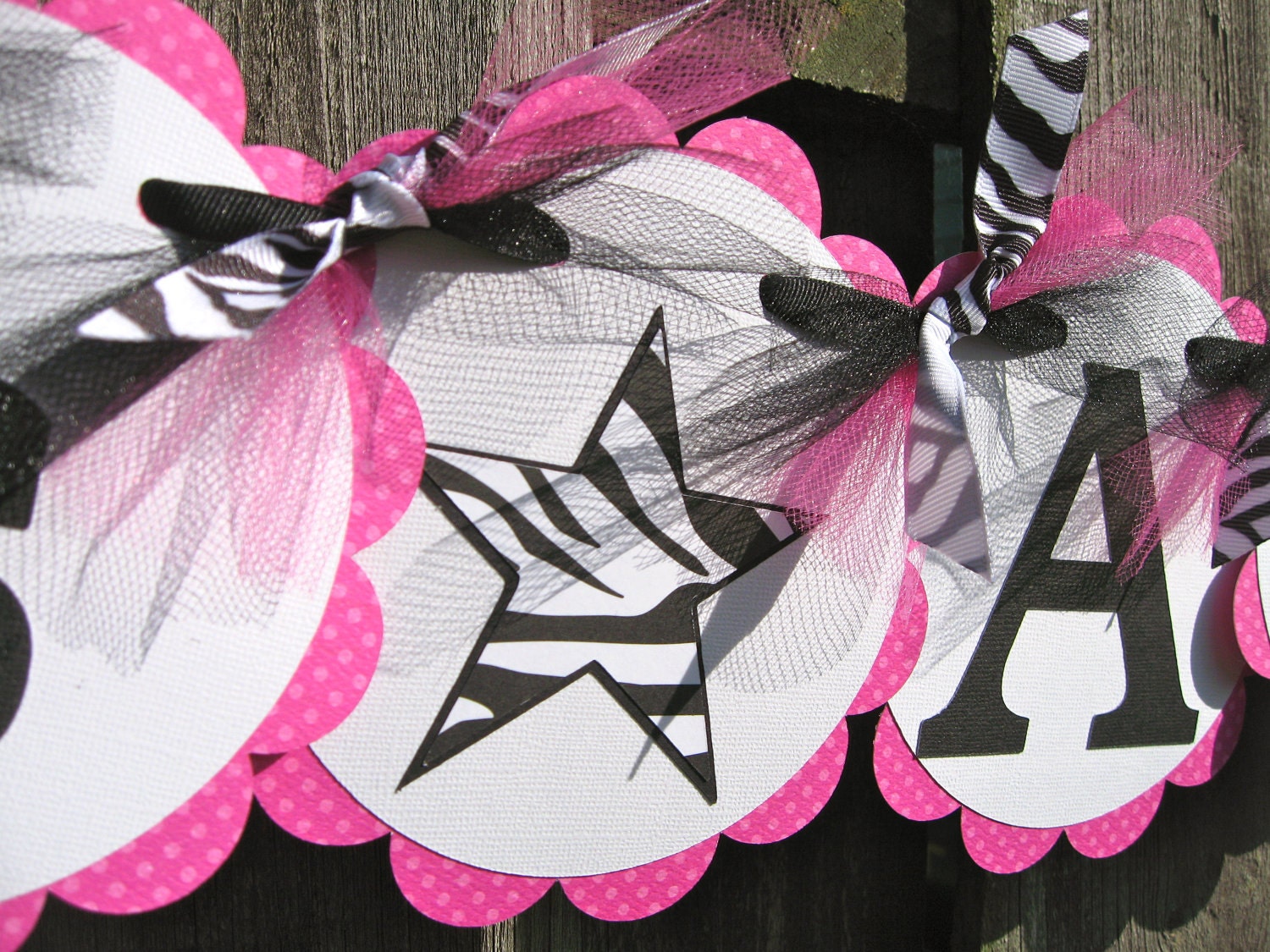 Baby Shower Banner - It's a Girl - Pink Black and Zebra