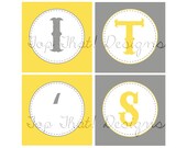 White, Gray, Yellow Baby/Bridal Shower or Birthday Banner- Printable (You are my Sunshine)