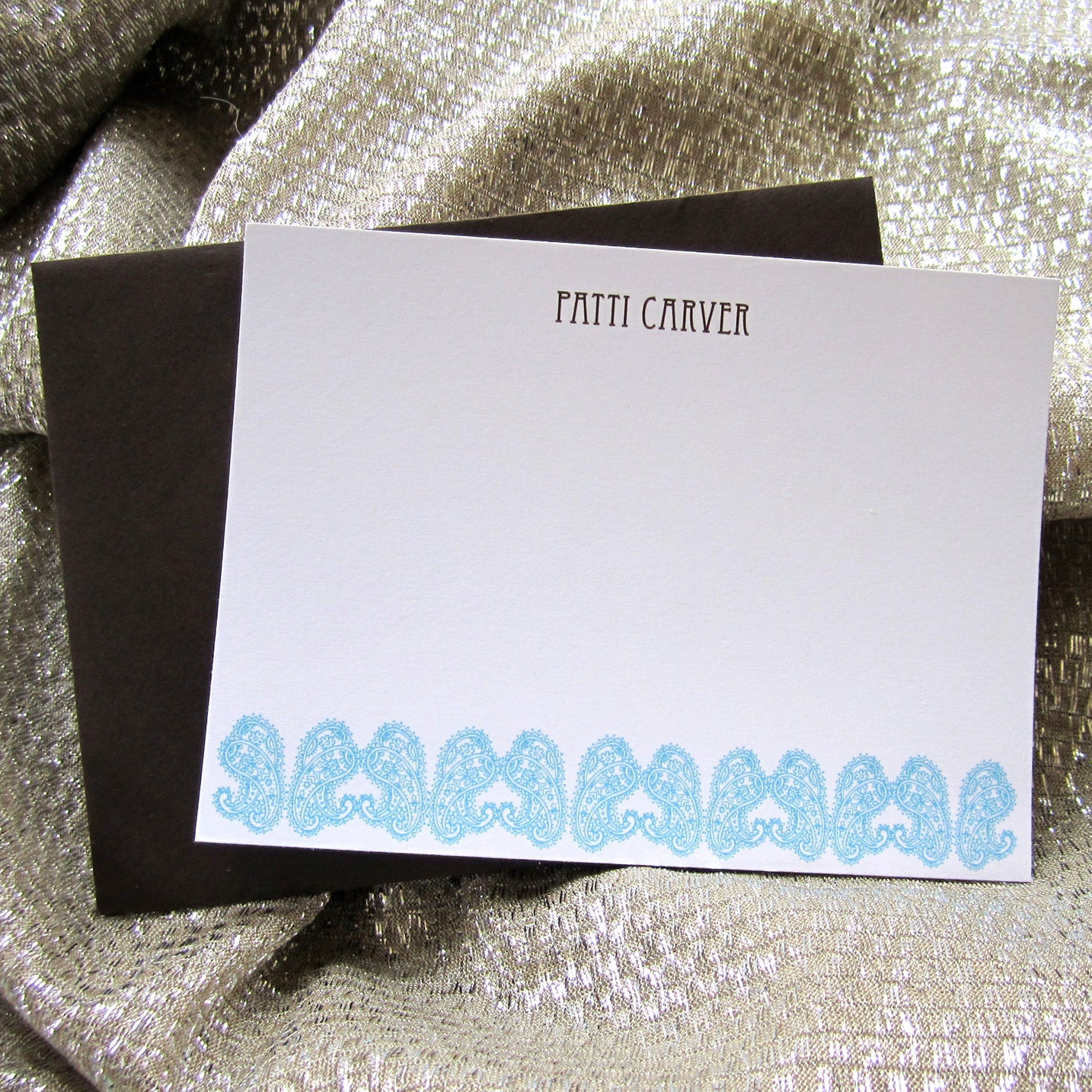 Set of 12 Custom Paisley Personalized Notecards