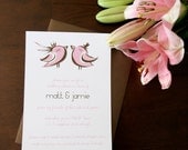 Set of 12 Pink and Brown Wedding Shower Invitations