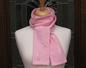 Pink Skinny Scarf with Vintage Mother of Pearl and Pink Buttons