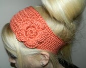 Crochet Coral Flower Headband/ Earwarmer - Pick your color