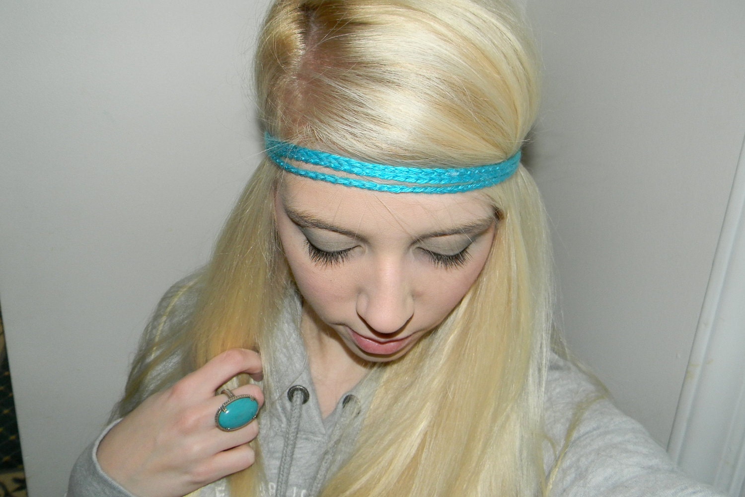 Crochet Turquoise Headband-  Hippie headband- Pick your color