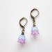 Purple and Blue Lucite Tulip Flower Lily Antiqued Copper Earrings