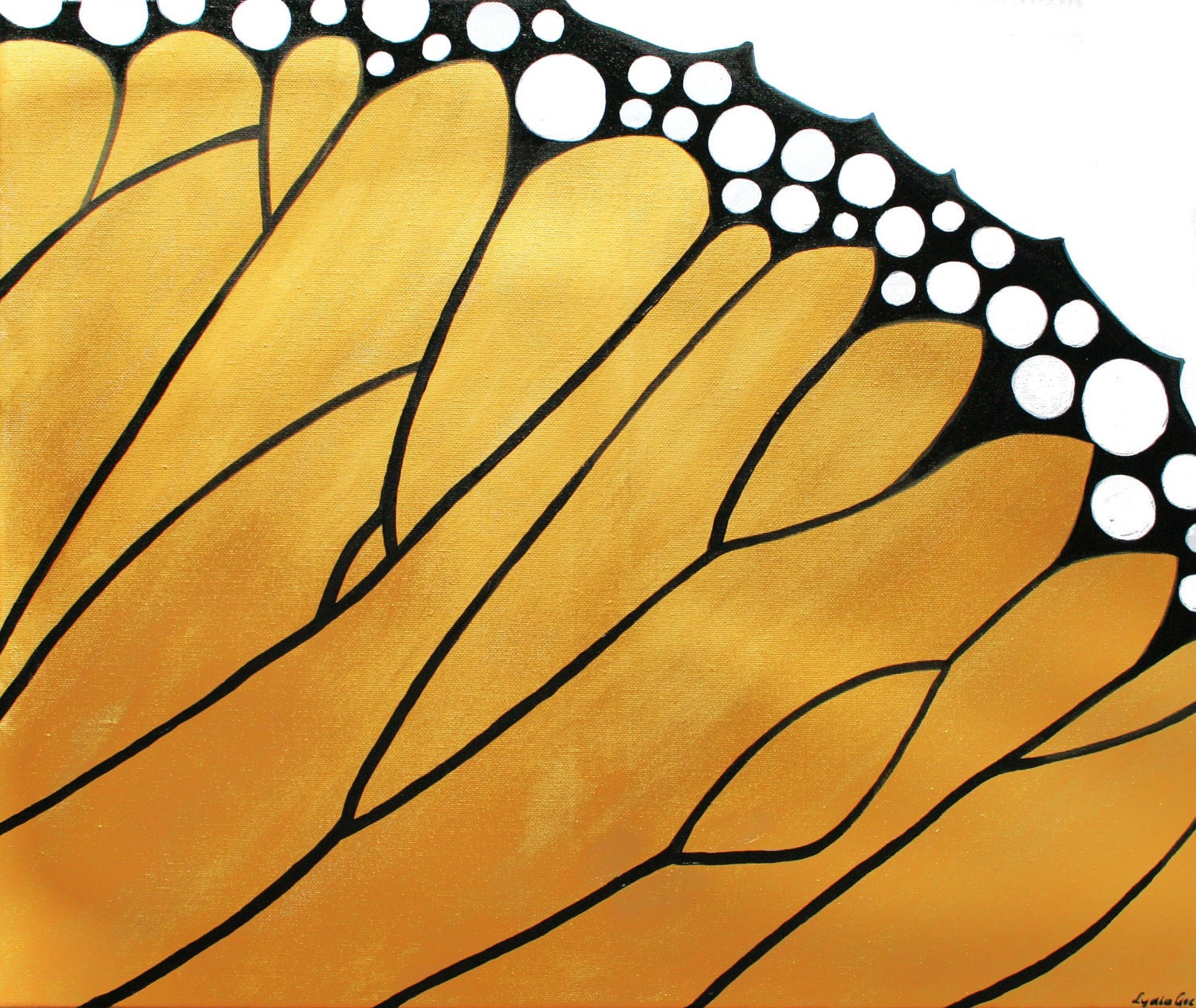Monarch butterfly painting with Swarovski - Butterfly Effect - butterfly wing golden painting - butterfly art - yellow abstract by Lydia Gee - LydiaGee