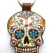 Leather keychain / bag charm - Sugar Skull