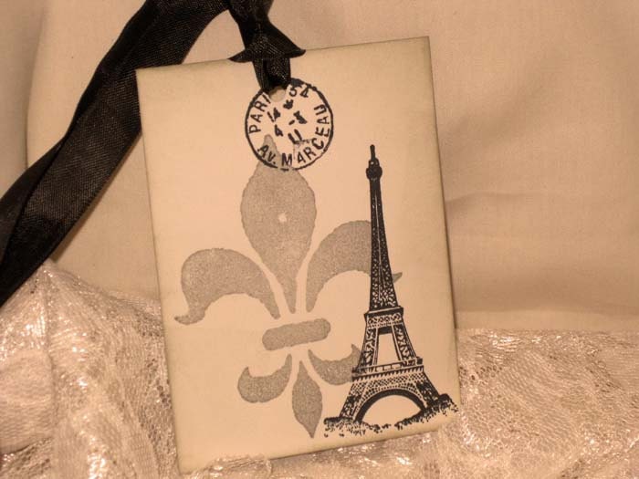 Vintage Inspired Double Image illusion Eiffel Tower Gift Tags Wish Tree Tags ECS