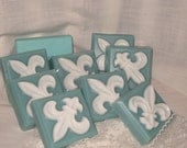 Fleur De Lis Tiffany Blue Lavender Shea Butter Guest Soap Vegan Friendly