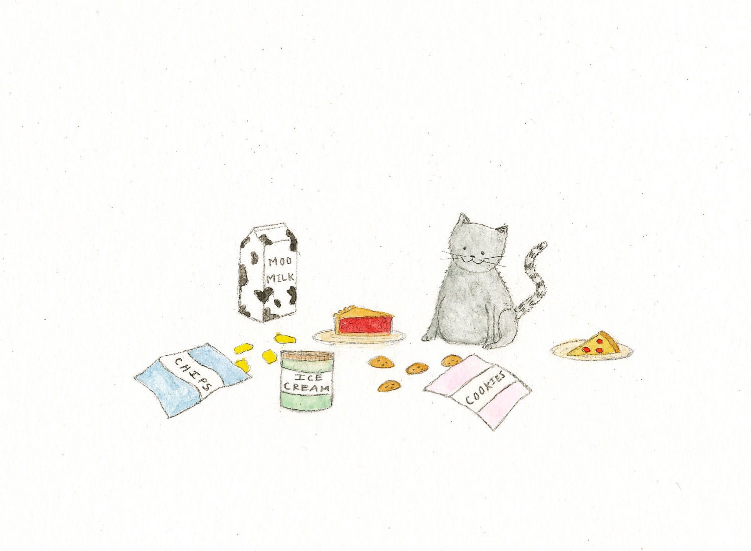 Kitty Piggy - Original Watercolor Painting