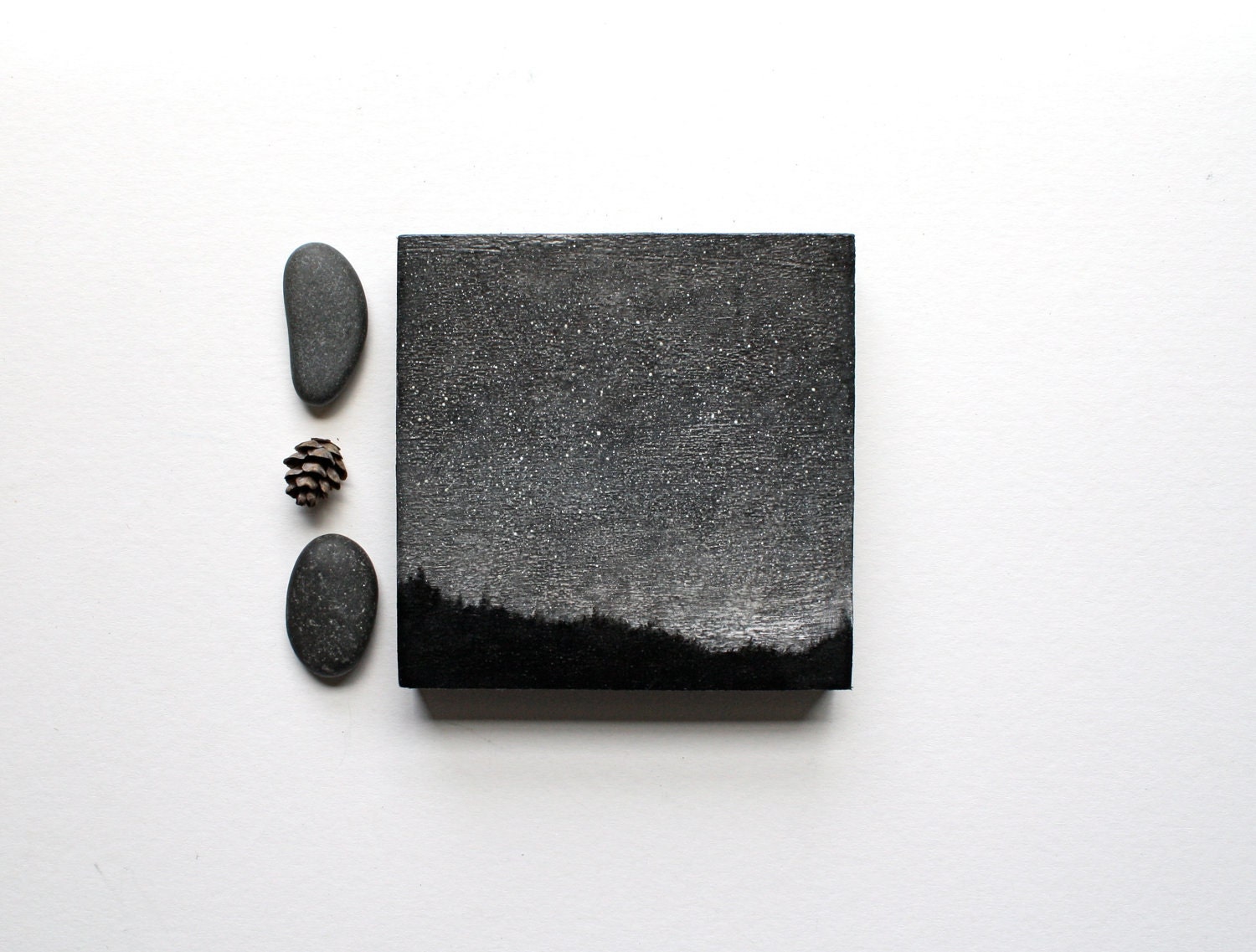 Black and White Night Sky Oil Painting