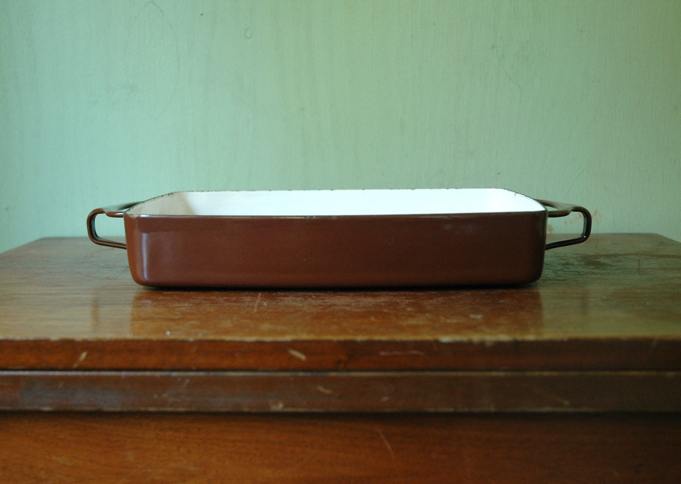 Dansk Kobenstyle Enamel Baking Pan - Danish Modern Quistgaard Designed Brown Enamelware